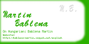 martin bablena business card